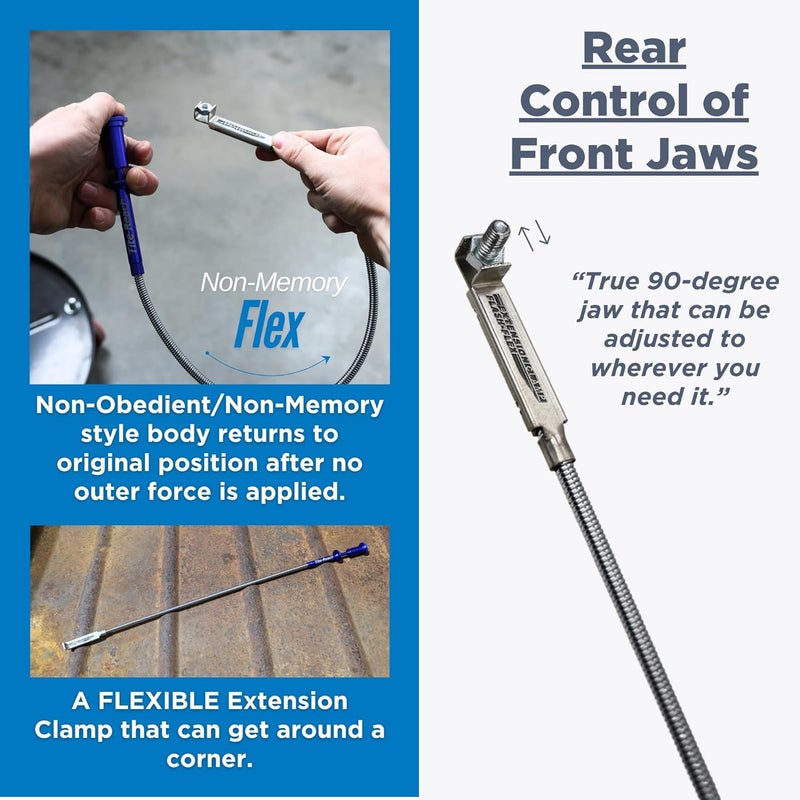 TITE-REACH Flash-Flex Extension Clamp, 24" Non-Memory Flexible Mini Vise Tool, Nut & Bolt Holder with Flexible Spring-Back Shaft, Tight Space Retrieval Clamp - Image 3